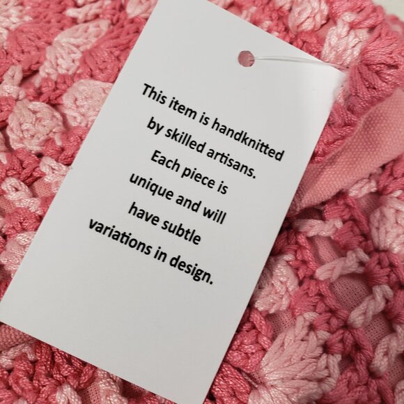 NWT  Handmade Knitted Pink Grannysquare Pillow Sham Cover  18" square - Picture 7 of 7